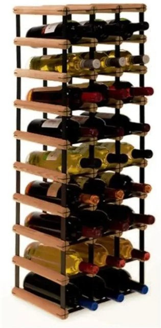 PROREGAL Modulares Weinregal Vinotega Mod aus massivem Kiefernholz, Braun geölt, H x B x T: 92,5 x 32,5 x 24,5 cm - Bild 1