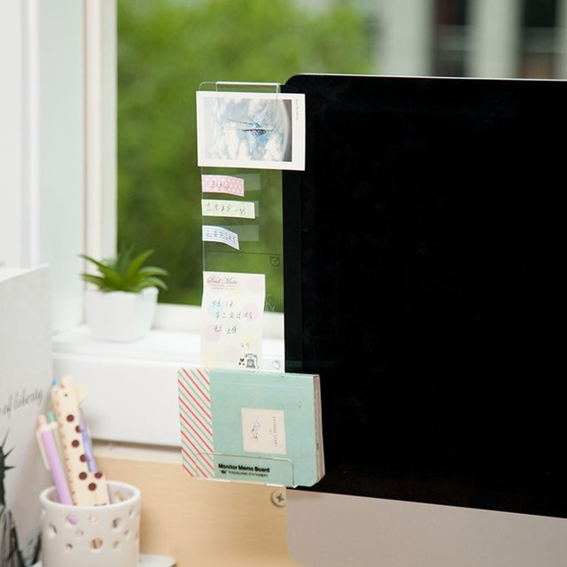Kreatives Acryl Monitor Memo Board als Planer und Halter für Notizen und Smartphones in Transparent - Bild 1