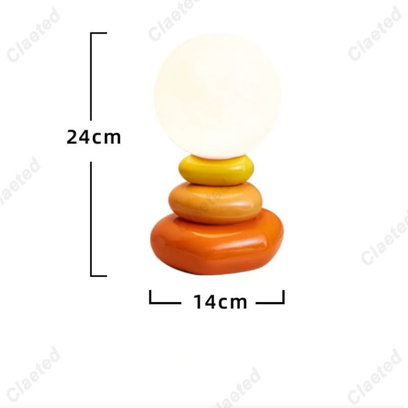 Claeted Tischlampe in Steinform, bunte Nordic Design Nachttischlampe für Schlafzimmer und Wohnzimmer, warmweißes Licht - Bild 3