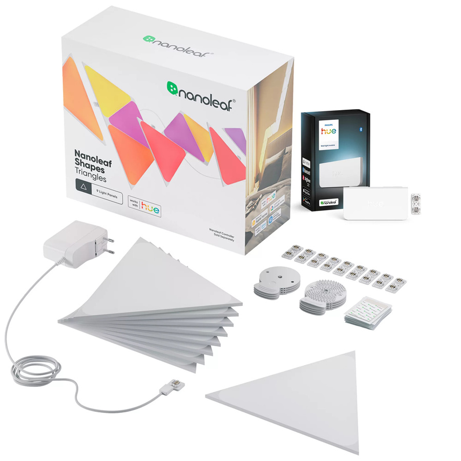 Philips Hue Triangle Starter-Set mit 9 LED-Panels und Wandleuchtenmodul in Weiß - Bild 1