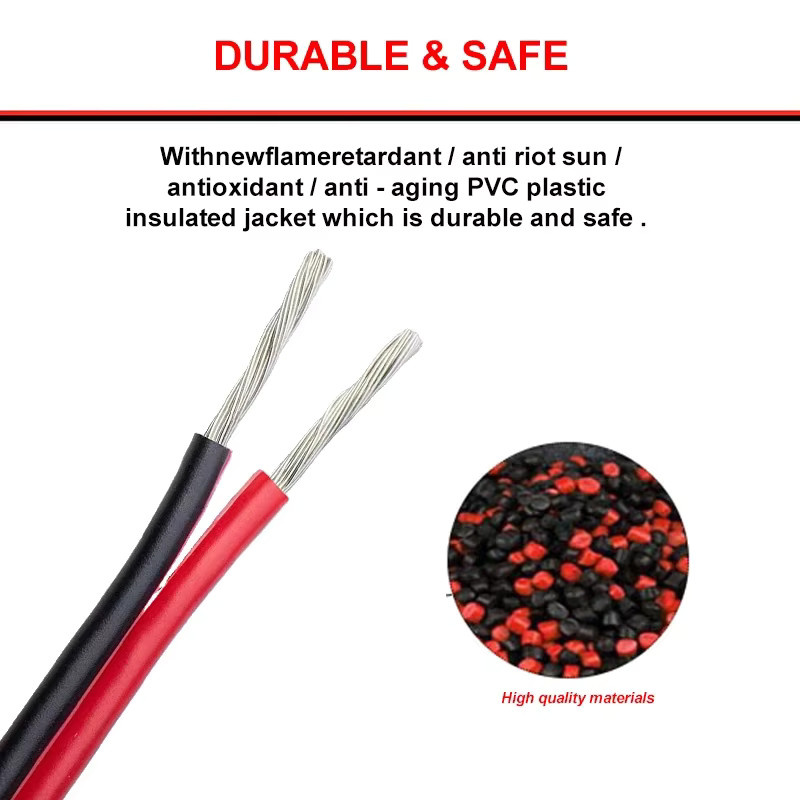 Bytebattle 2-adriges Reinkupferkabel UL2468 Anschlusskabel Rot und Schwarz 16AWG-30AWG 300V - Bild 2