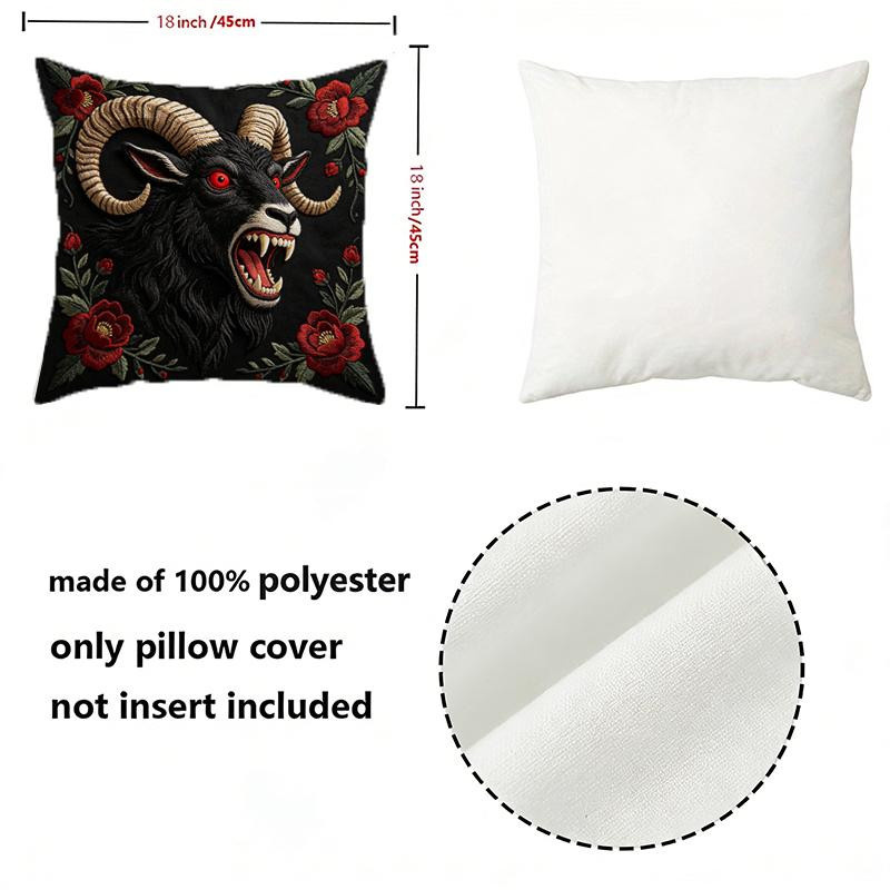 JMG Clothing Kissenbezug mit gotischer schwarzer Ziege und floraler Stickerei, B/B/H: 50 x 50 x 50 cm - Bild 3
