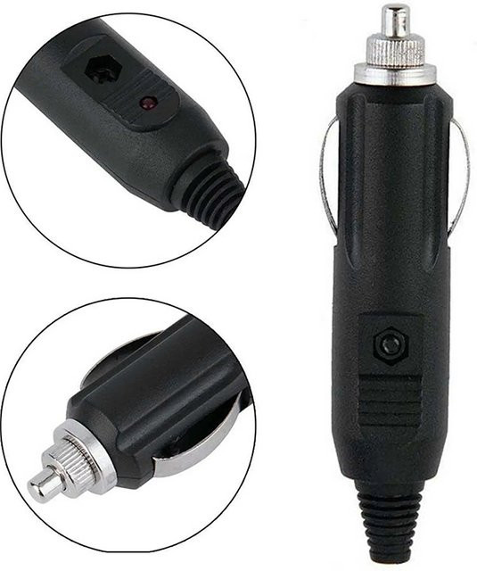 VORTNGLE 12V Auto-Zigarettenanzünder-Adapter mit Anzeigeleuchte auf DC-Stecker, Schwarz - Bild 1
