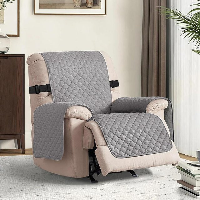Sesselbezug für 1 Sitzplatz in Grau mit elastischem Band und rutschfestem Design aus Polyester-Elastan-Stretch - Bild 1