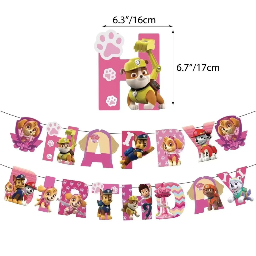 Paw Patrol Geburtstag Party Dekoration Set mit Ballon, Banner, Kuchen Topper und Flaggen in Mehrfarbig - Bild 2
