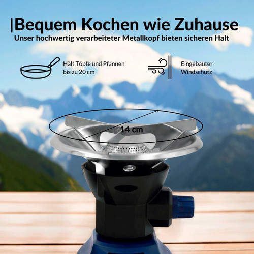 Gas Bullet Metal Piezo Gaskocher in Schwarz, B/T/H: 12 x 12 x 19 cm - Bild 2
