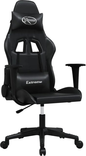 vidaXL Gaming-Stuhl in Schwarz mit Massagefunktion und Kopfstütze aus Kunstleder - Bild 1