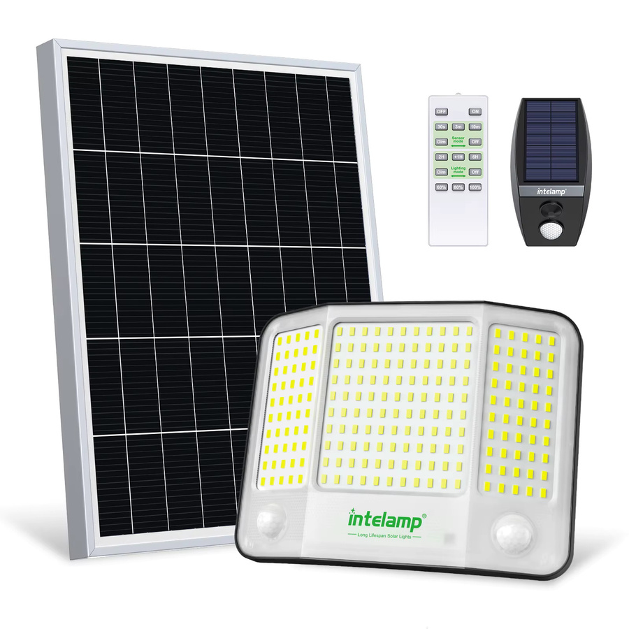 Intelamp Solar-Flutlichter für den Außenbereich mit 20000 mAh Akku, großem Solarpanel und 3 Bewegungssensoren, weiß - Bild 6