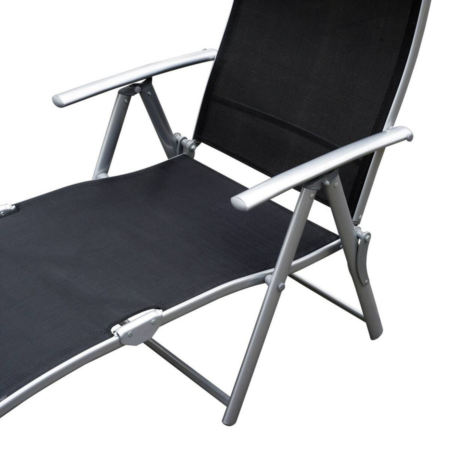 Outsunny Sonnenliege aus Metall und Textilene in Schwarz mit verstellbarer Kopfstütze und Armlehnen, B/T/H: 137 x 63,5 x 100,5 cm - Bild 7