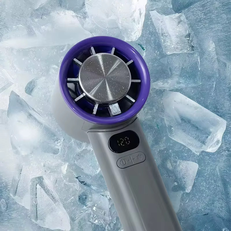 Lenovo Mini Handventilator mit Eiskompression und Hochgeschwindigkeitskühlung, Blau, USB-aufladbar mit LED-Digitalanzeige - Bild 3