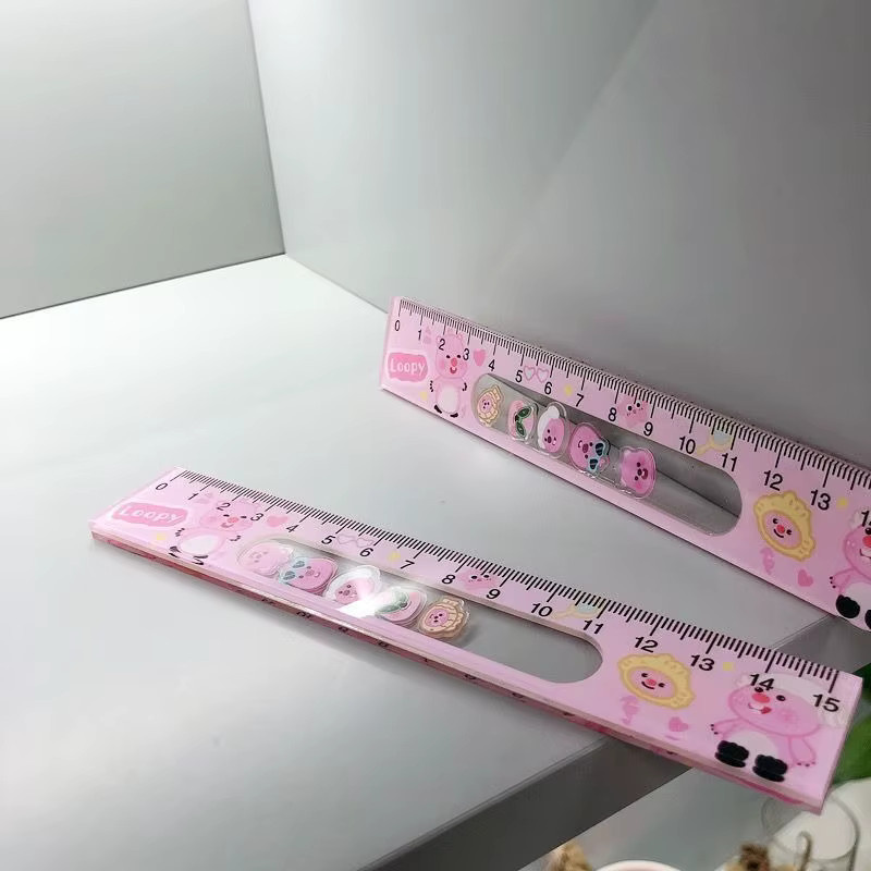 LOOPY Schwingendes Lineal mit niedlichem Biber Motiv in Pink für Schüler und kreatives Zeichnen - Bild 2