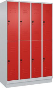C+P Doppelstock-Spind Classic PLUS mit Sockel, 4 Abteile, Farbe: Verkehrsrot/Grau, B/T/H: 120 x 50 x 195 cm - Bild 1