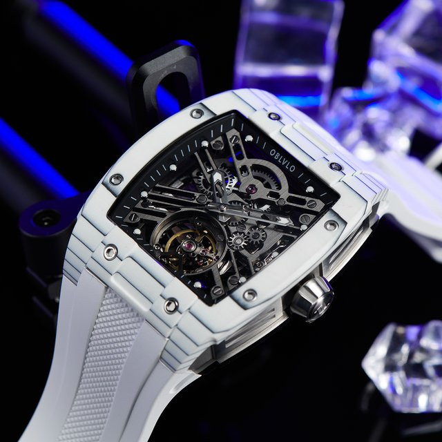 OBLVLO Armbanduhr Automatik, Carbon Fiber, Edelstahl, Kautschuk, Schwarz, Herren - Bild 1