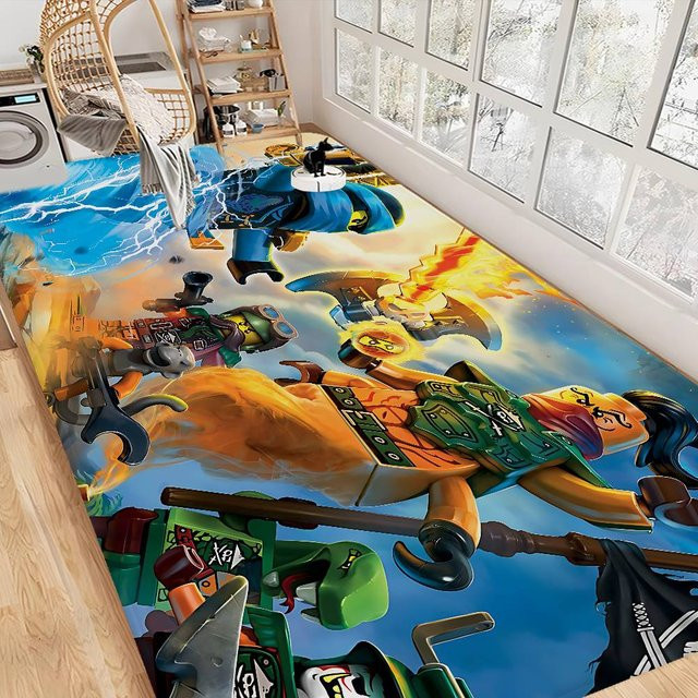 Ninjago Zimmerteppich mit Streifenmuster, rutschfest und waschbar, Mehrfarbig, B/T: 40 x 120 cm - Bild 1