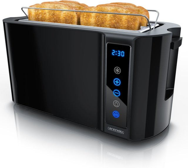 Arendo Toaster aus Edelstahl mit Display, Touch-Bedienung und Brötchenaufsatz in Silber und Schwarz - Bild 1
