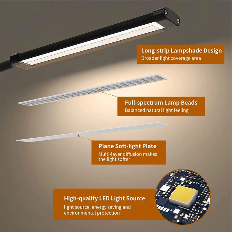 Mzvul Clip-on LED Schreibtischlampe in Schwarz, dimmbar mit flexiblem Schwanenhals und USB-Anschluss als augenschonendes Leselicht oder Nachtlicht - Bild 4