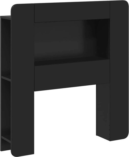 vidaXL Kopfteil-Schrank mit integriertem Stauraum in Schwarz, modern, aus Holzwerkstoff, B/H/T: 100 x 93,5 x 18,5 cm - Bild 1