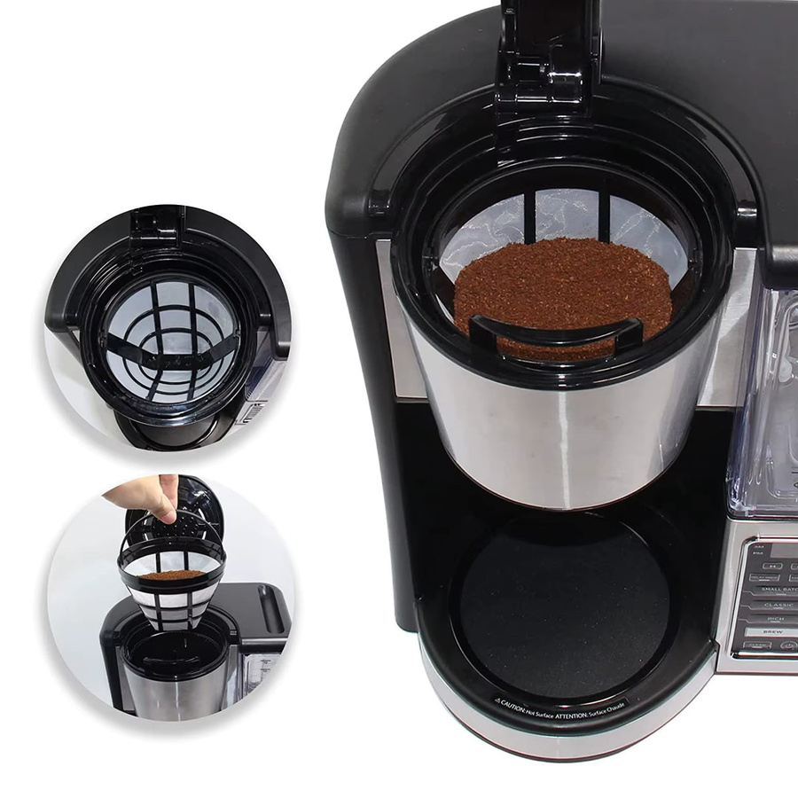 2er Pack wiederverwendbare Kaffeemaschinen-Siebfilter für Ninja Korb-Tropfkaffeemaschinen, Schwarz, passend für 8-12 Tassen - Bild 3