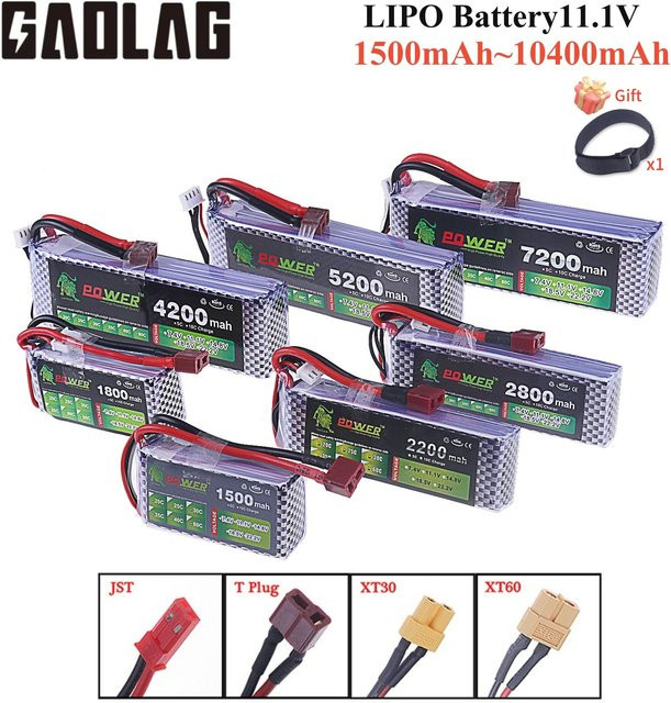 GAOLAG 3S 11,1 V LiPo Akku mit Deans T oder XT60 Anschluss für RC Auto, Lkw, Buggy und Boot, Multicolor - Bild 1