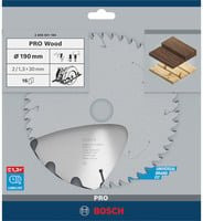Bosch Optiline Wood Kreissägeblatt für Holz mit 16 Zähnen, Durchmesser: 190 mm, Bohrung: 30 mm, Breite: 2 mm - Bild 2