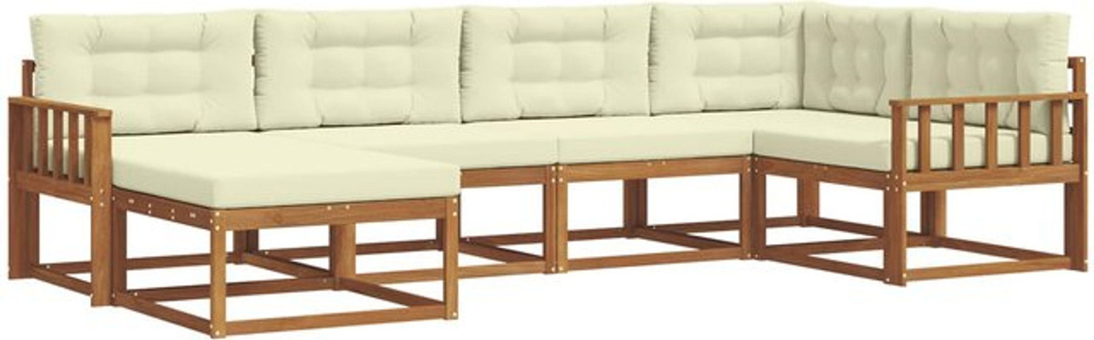Vidaxl Outdoor-Sofagarnitur aus Akazien-Massivholz mit 6-teiligem Set und Kissen in Natur und Beige - Bild 1