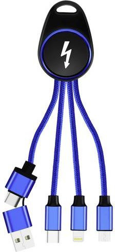 Smrter USB 2.0 Ladekabel mit Lightning, USB-A, USB-C und Micro-USB Steckern, Blau, Länge: 0,15 m - Bild 1