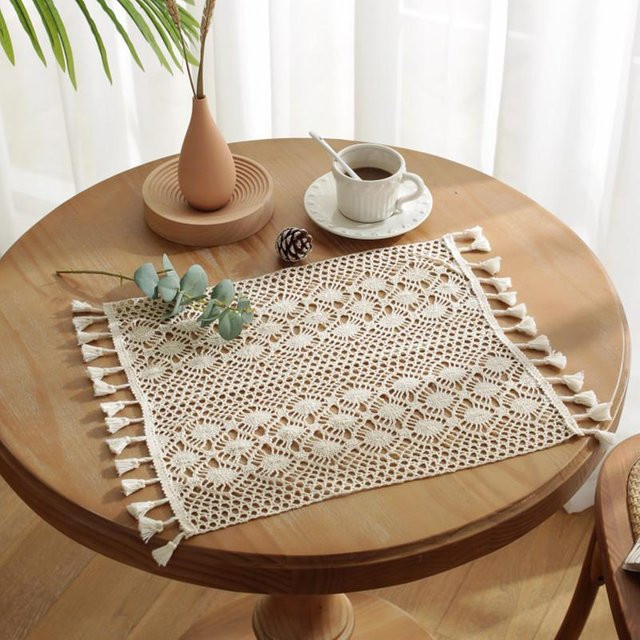 Boho Beige Platzsets im Vintage Bauernhaus Stil von MARKET-1 aus Makramee für deine Tischdekoration - Bild 1