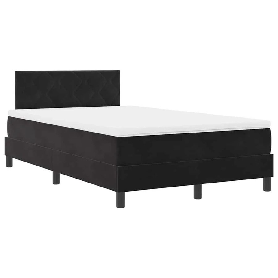 vidaXL Boxspringbett mit Matratze und Matratzentopper aus Samtstoff in Schwarz, B/T/H: 120 x 200 x 203 cm - Bild 2