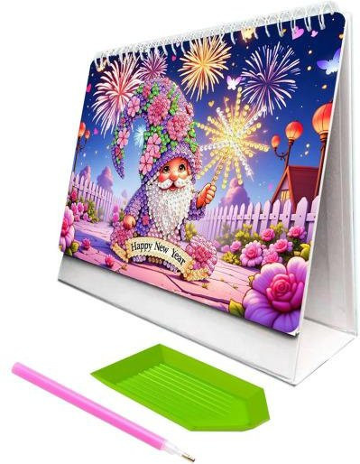 Diamond Art Schreibtischkalender-Set 2027 mit 12 Monatskalendern von Januar bis Dezember als DIY Bastelset in Multicolour zur Dekoration für dein Heim oder Büro - Bild 1
