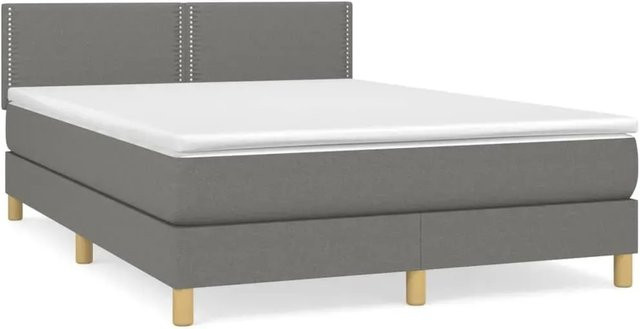 vidaXL Boxspringbett mit Matratze Hybrid-Design in Grau, B/T/H: 140 x 200 x 78 cm - Bild 1