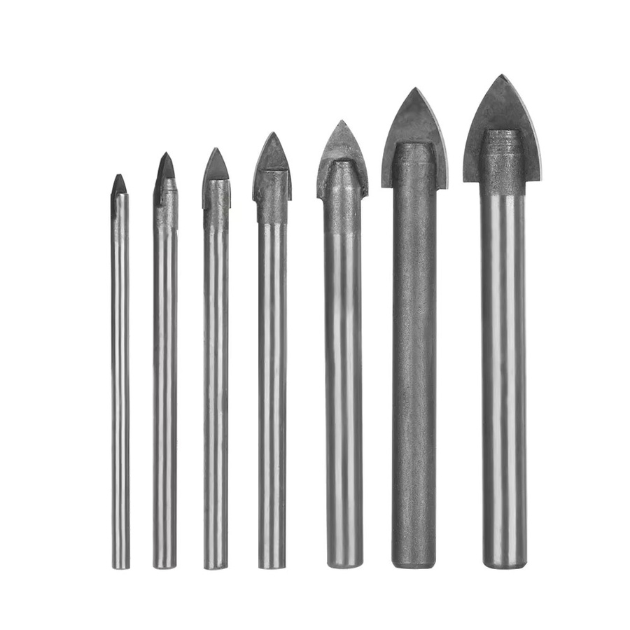 Binoax 7er Set Hartmetall-Bohrer für Keramik, Fliesen, Marmor und Spiegelglas in Silber - Bild 3