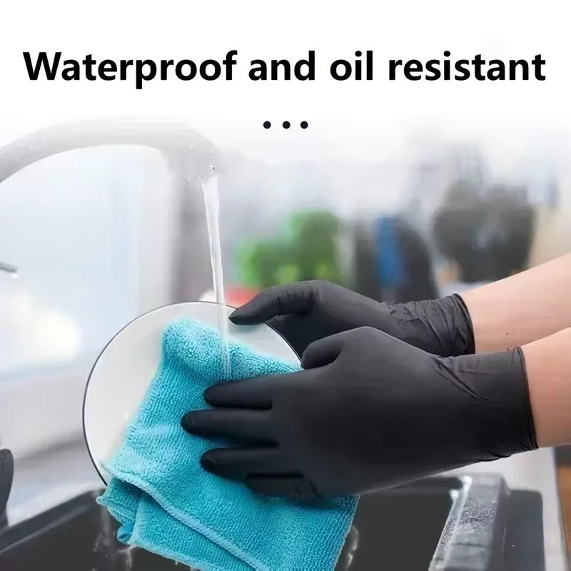 VTMANMNS Einweghandschuhe aus Nitril-PVC in Schwarz, wasserdicht und rutschfest für Hausarbeit, Gartenarbeit und Reinigung - Bild 6