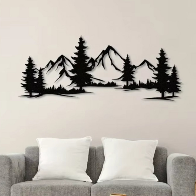 CIFBUY Rustikale Wandkunst aus Metall mit Wald- und Bergdesign für Kinderzimmer und Landhaus-Stil - Bild 1