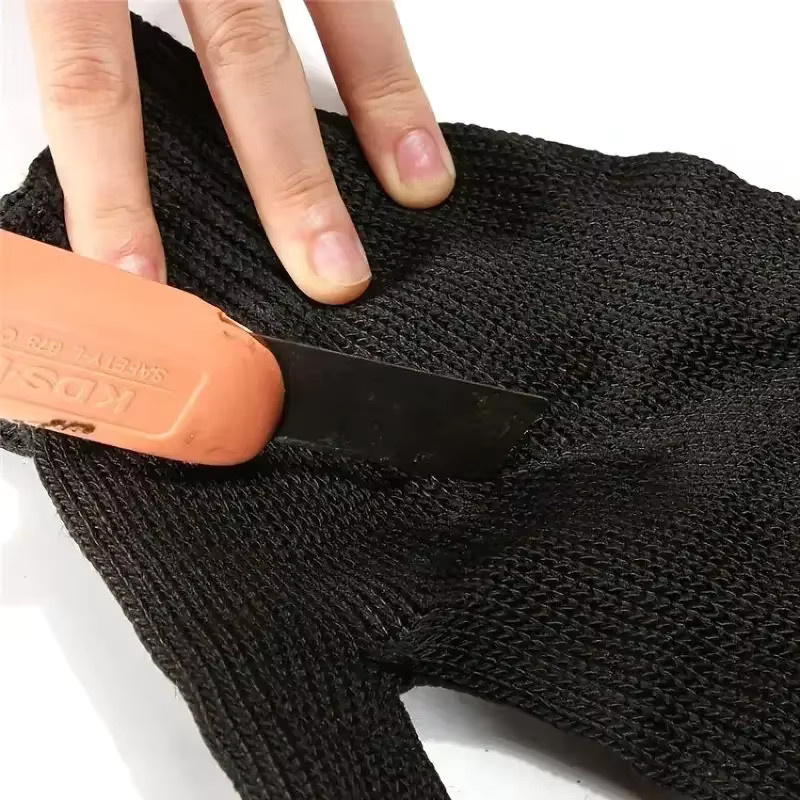 QHSPE Schnittfeste Schutzhandschuhe aus Edelstahl und Schnittfaser in Schwarz, 1 Paar - Bild 2