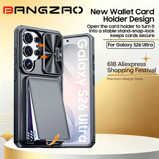 Stoßfeste Samsung S26 Ultra Handyhülle mit RFID-Blockierung und Kameraschutz in Grau oder Lila - Bild 1
