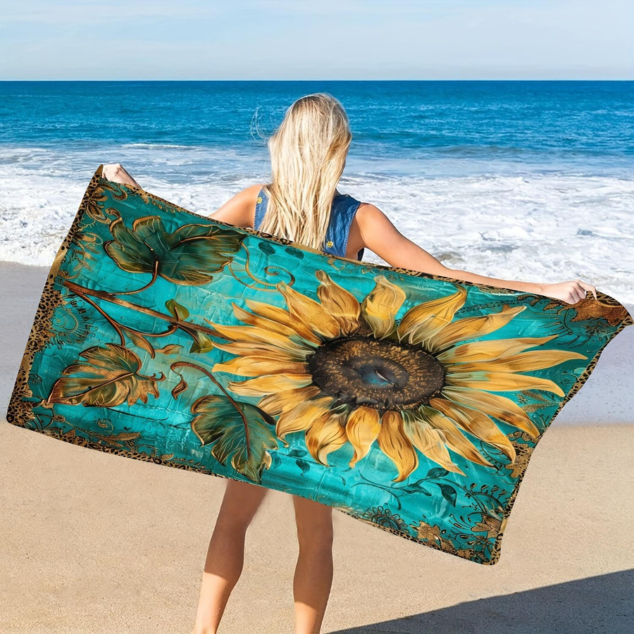 Dalangpa Mikrofaser-Strandtuch mit Sonnenblumenmuster, schnell trocknend, B: 40 cm, H: 60 cm - Bild 2