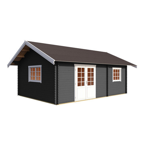 Lasita Blockbohlenhaus Caroline Gartenhaus Set in Grau mit Satteldach B/H/T: 675 x 330,6 x 489,9 cm - Bild 2
