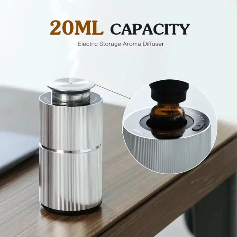 NAMASTE Aromatherapie-Diffusor aus Metall mit USB-Aufladung in Schwarz oder Silber, minimalistisches Design für ätherische Öle - Bild 1
