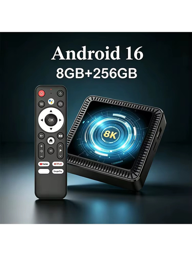 Q19 Smart TV Box Android 16 Media Streamer mit Allwinner H618, 8GB RAM, 256GB Speicher, 8K Video und Bluetooth 6.0 in Schwarz - Bild 6