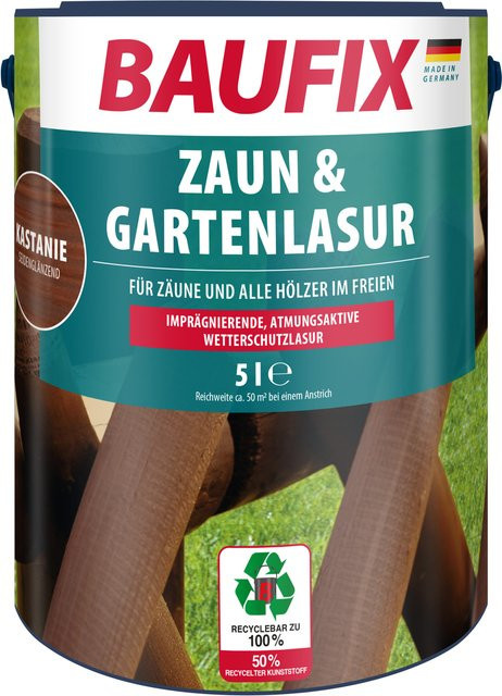 Baufix Zaun- und Gartenlasur Kastanie Seidenglänzend 5 l - Bild 1