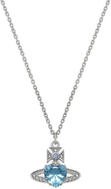 Vivienne Westwood Halskette, Messing, Saturn Herz, Blau, Damen - Bild 1