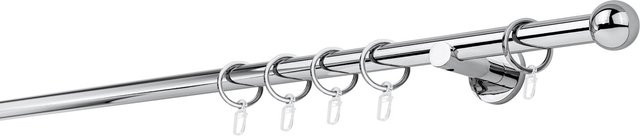 ONDECO Duschstange 1-läufig in Chrom, Rohr Durchmesser: 20 mm, Länge: 390 cm, mit Wandträger 6,5 cm und Endstück Ball - Bild 1