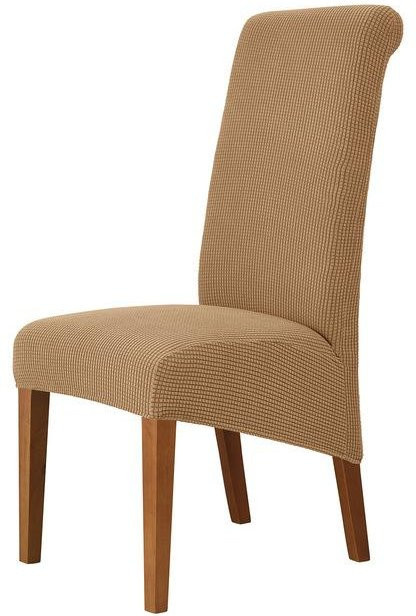 Stuhlhusse aus Maisflanell mit hoher Rückenlehne in Licht Kaffee, elastische Jacquard-Hülle für Esszimmer und Büro, Größe M (45-58 cm) - Bild 1
