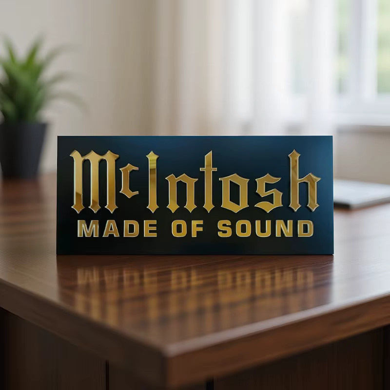 McIntosh Wandschild Goldfarbene Spiegel-Acryl-Plakette für Heimkino und Soundräume B/H: 30,0 x 13,0 cm - Bild 5