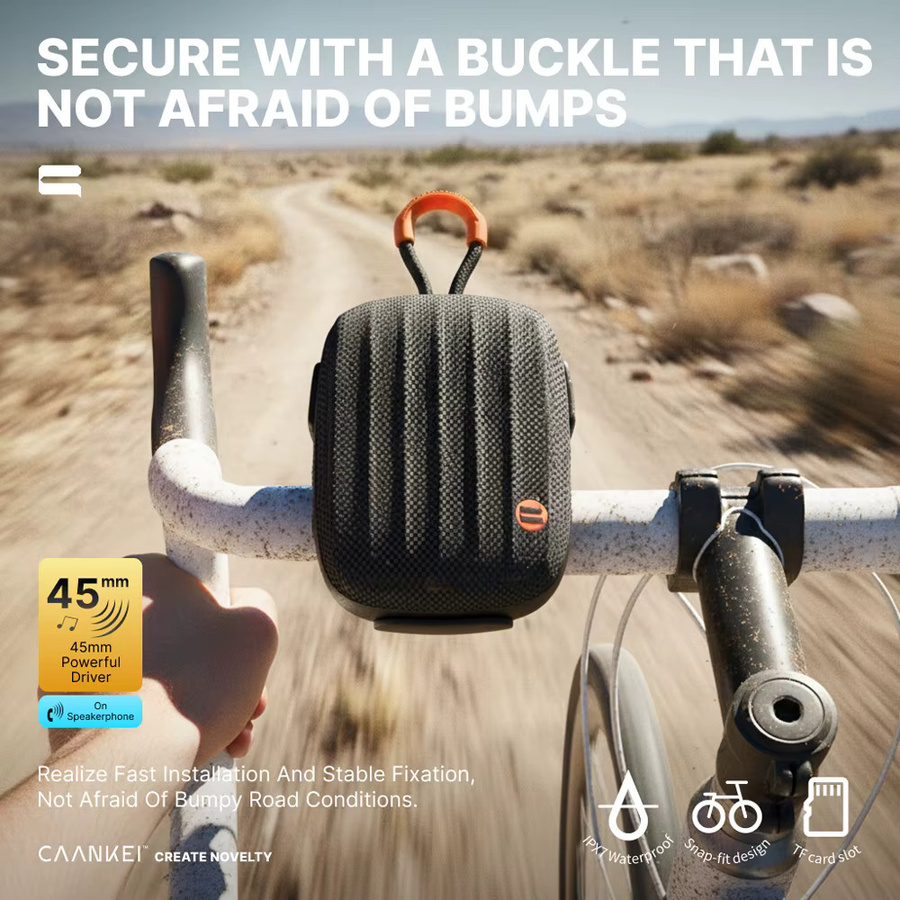 Eye4U Tragbarer Mini-Bluetooth-Lautsprecher mit Fahrradhalterung, IPX7 Wasserdicht, Kabelloser BT5.3 Lautsprecher mit Mikrofon und TWS-Unterstützung, Schwarz - Bild 3