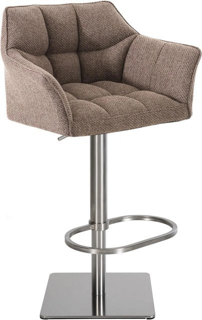 DELUKE Barhocker SIHAR in Terrabraun mit Lehne, höhenverstellbar und drehbar, B/T/H: 64 x 45 x 88 cm - Bild 1
