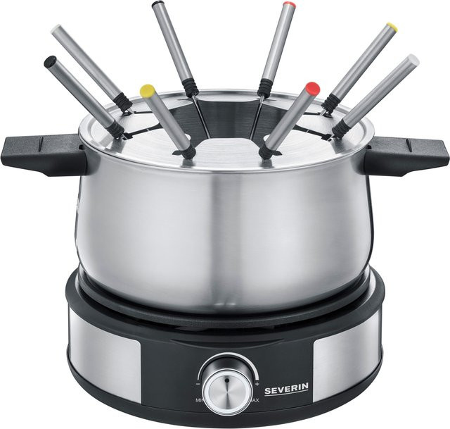 Severin Fondue-Crêpes-Kombination FO 2471 in Schwarz und Edelstahl mit stufenlosem Temperaturregler und Gabel-Set - Bild 2
