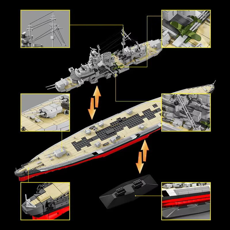MOQIDODO Bismarck Schlachtschiff-Modell, Bausteine, 1:300, ab 14 Jahren - Bild 5