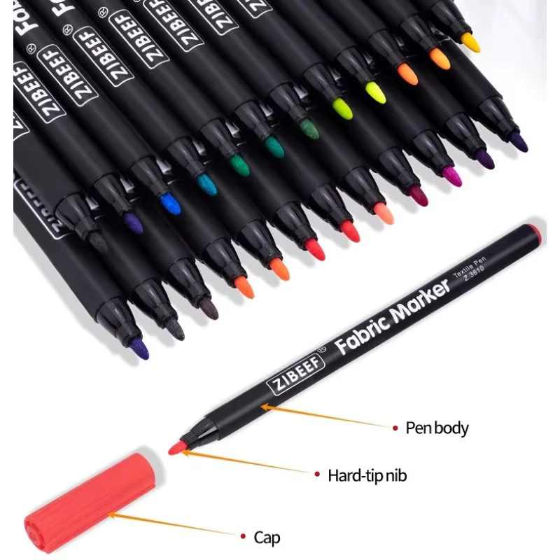 Permanent Textilmarker Set mit 12 Farben für DIY Kleidung und Graffiti, wasserfeste und farbechte Stifte für Kunst und Malerei in Multicolour - Bild 5