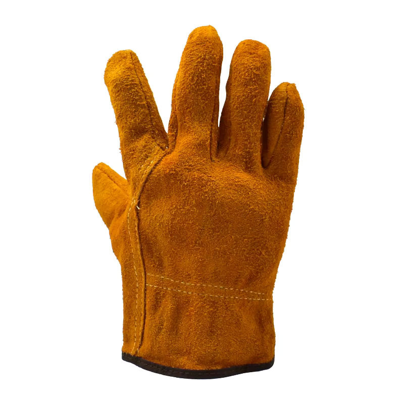 Arbeitsschutz-Handschuhe aus Rindsleder in Gelb, doppellagig und verschleißfest für das Schweißen als persönliche Schutzausrüstung - Bild 5